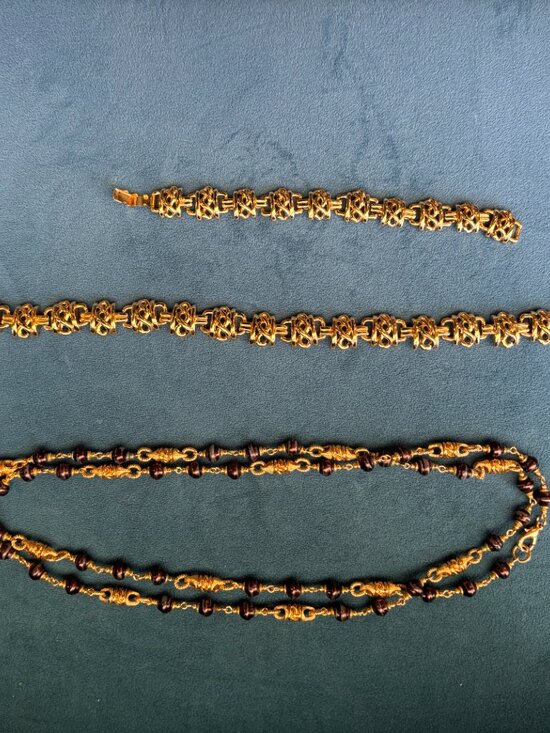 St. John Jewelry - St John Jewelry - Gold-Tone Jewelry Set, One Link Bracelet + Necklace set, and O